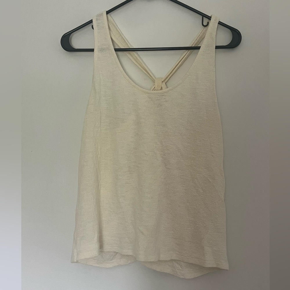 Madewell Cream Racerback Tie Back Cotton Tank Size Small